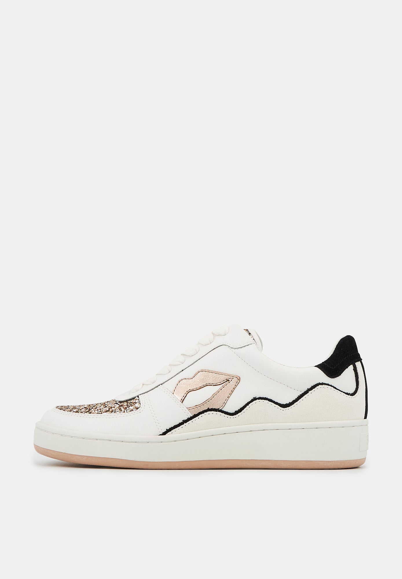 Baskets en cuir-Loulou-Blanc Rose Gold Glitter