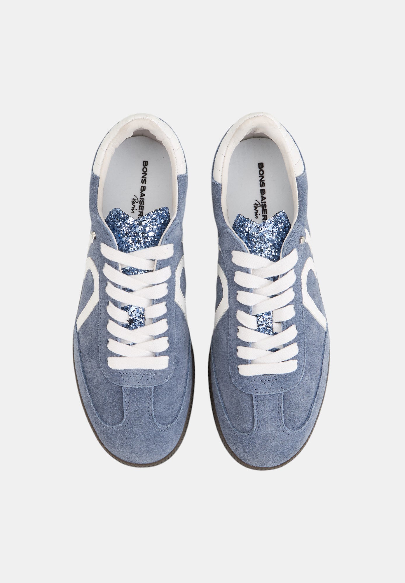 Baskets en cuir-Billie-Suede Bleu Blanc Glitter