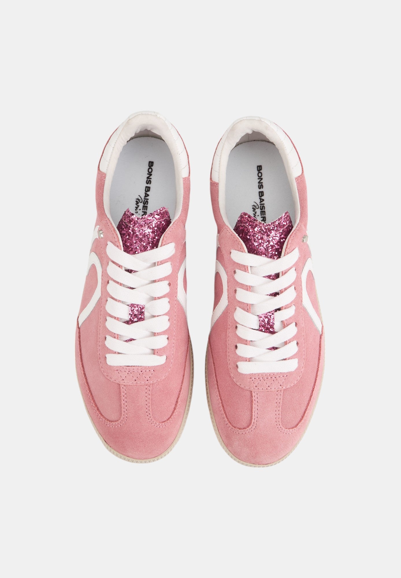 Baskets en cuir-Billie-Suede Rose Blanc Glitter