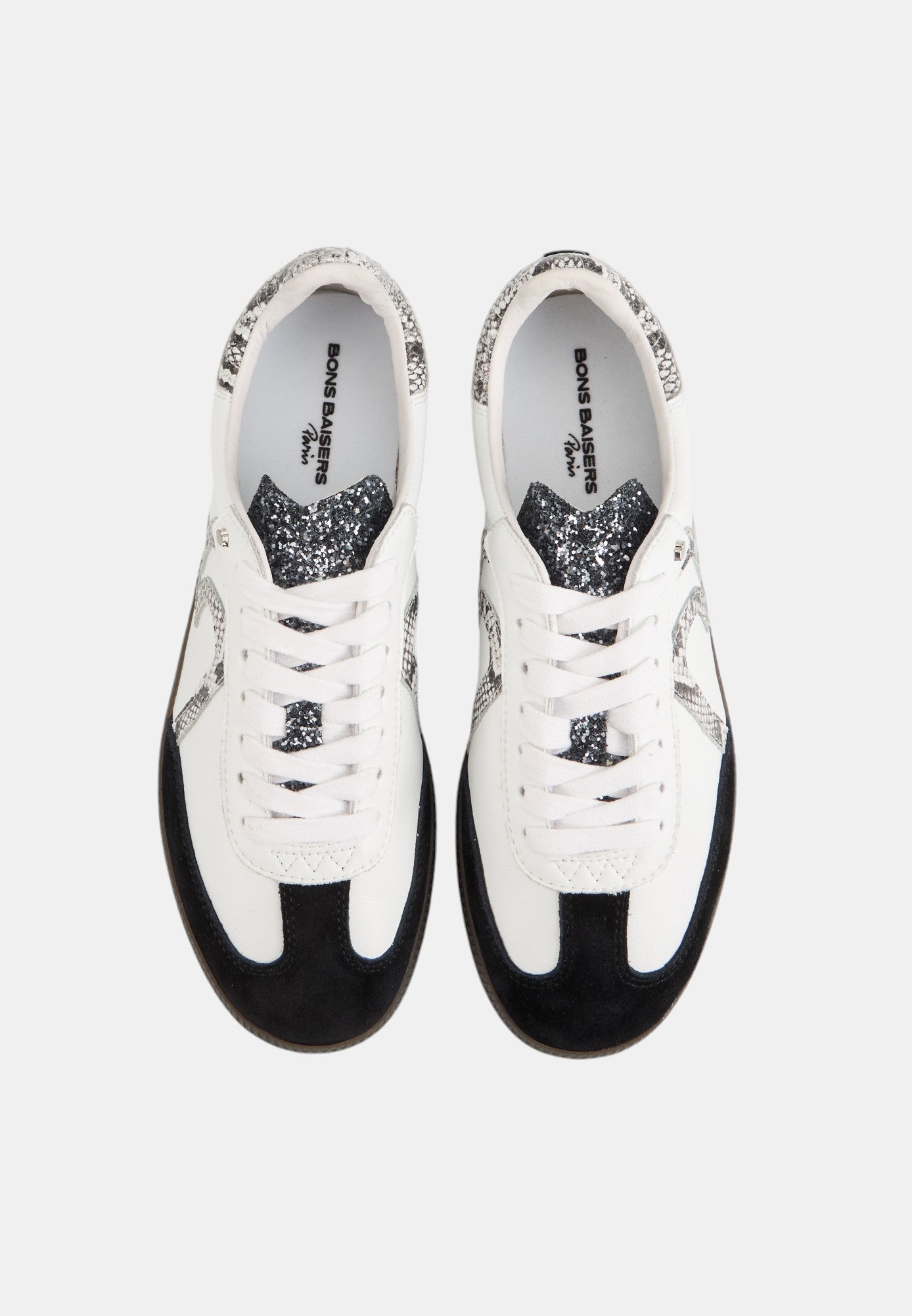Baskets en cuir-Billie-Blanc Python Silver Glitter