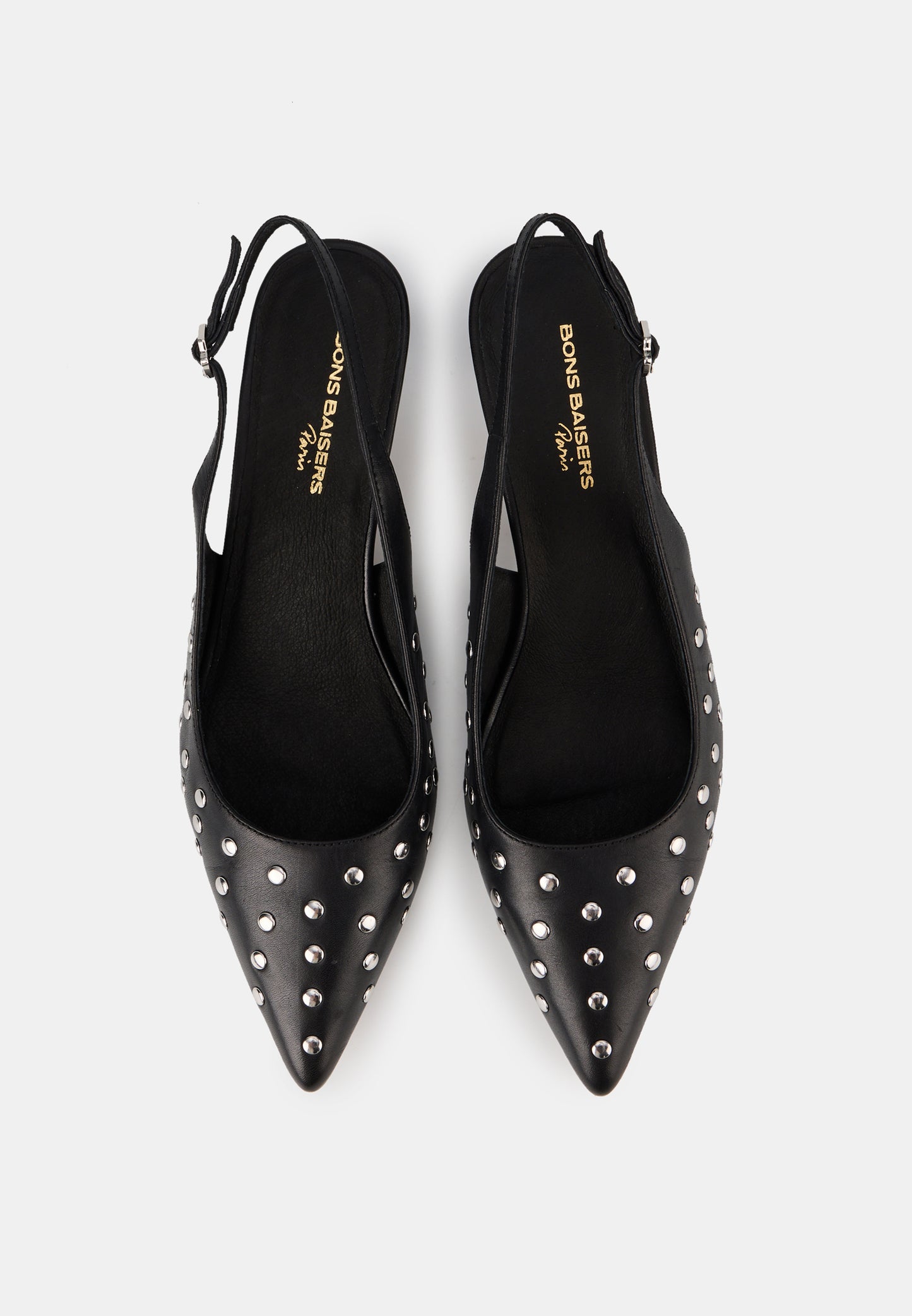 Escarpins Ouverts - Cuir Noir & Studs - Janet