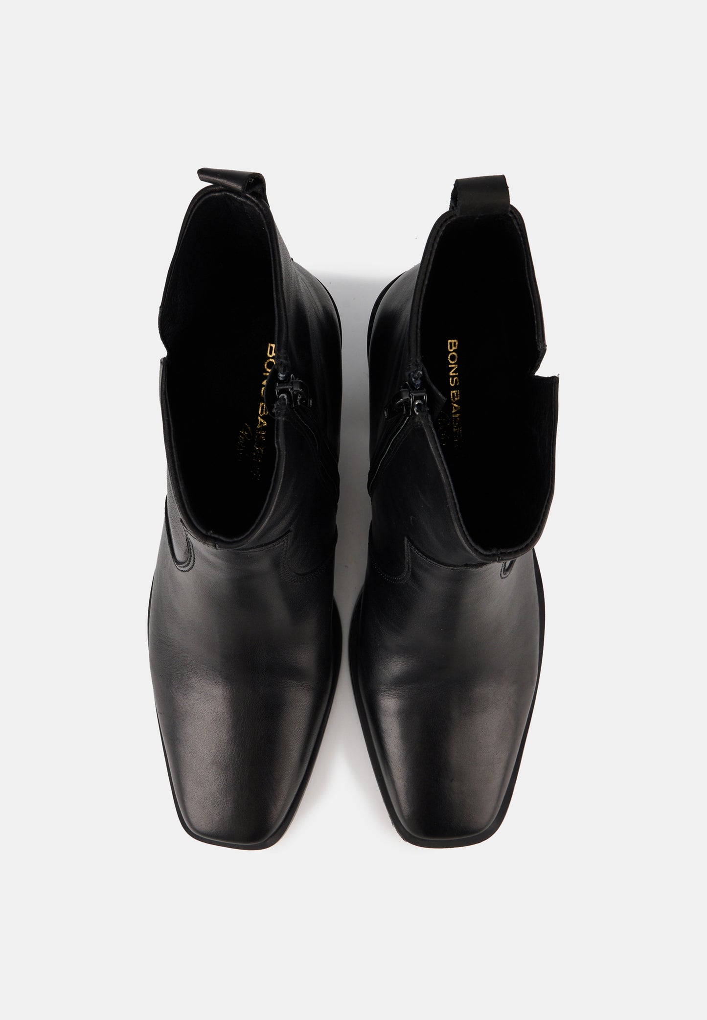 Bottines western - Cuir Brillant Noir - Nour