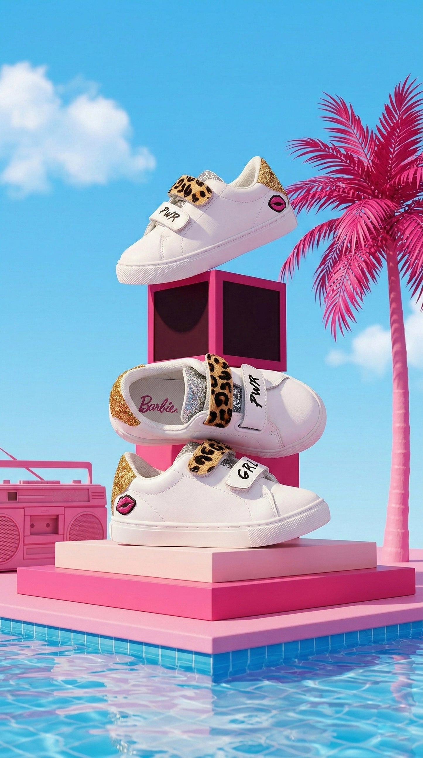 Baskets en cuir-Mini Edith Barbie-Grl Pwr