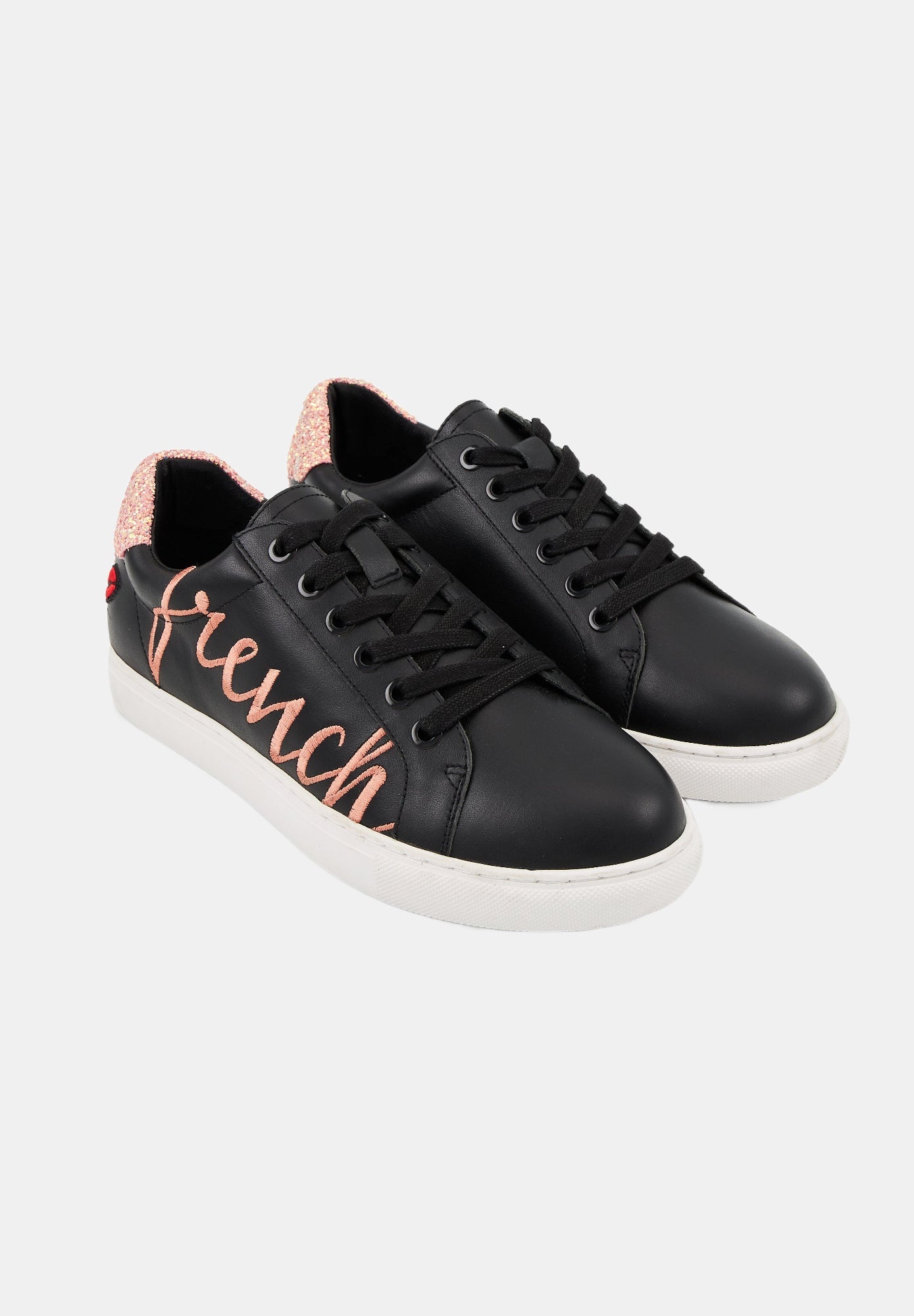 Baskets en cuir-Simone-French Kiss Noir – Bons baisers de Paname FR