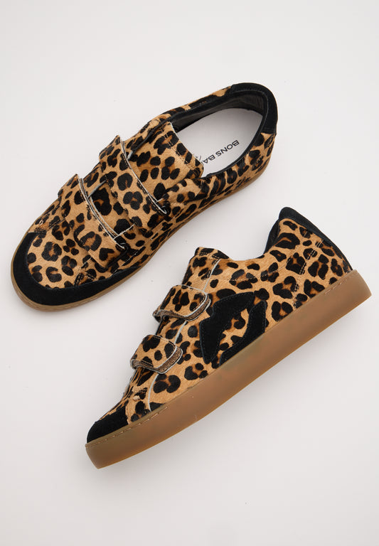 Baskets en cuir-Elisabeth-Leopard Noir