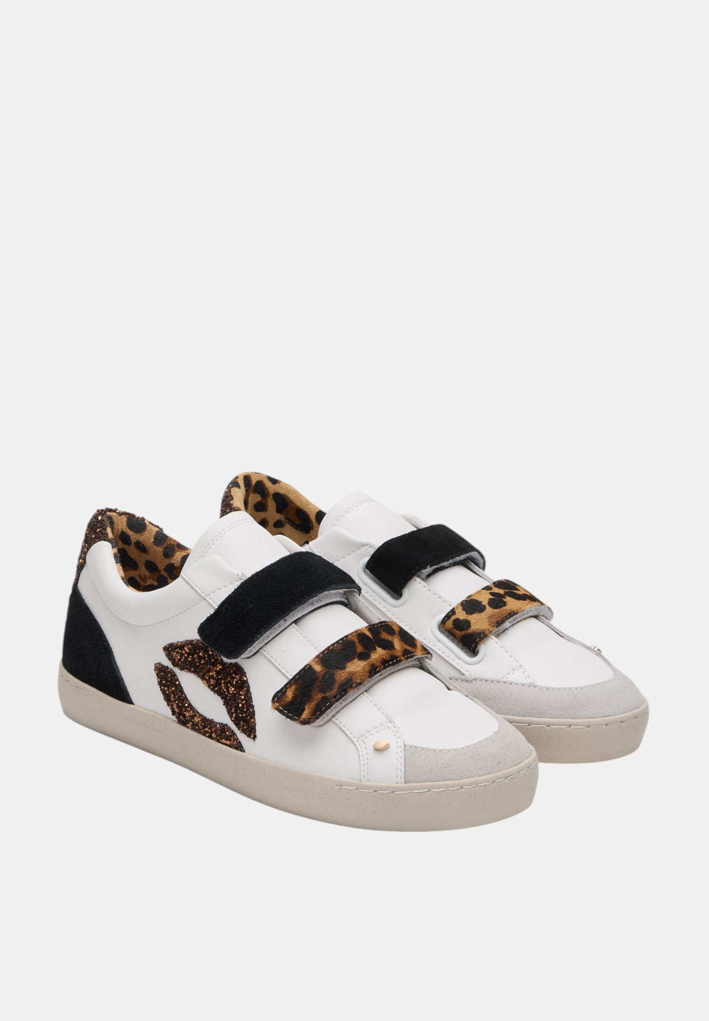 Baskets en cuir-Elisabeth-Blanc Leopard