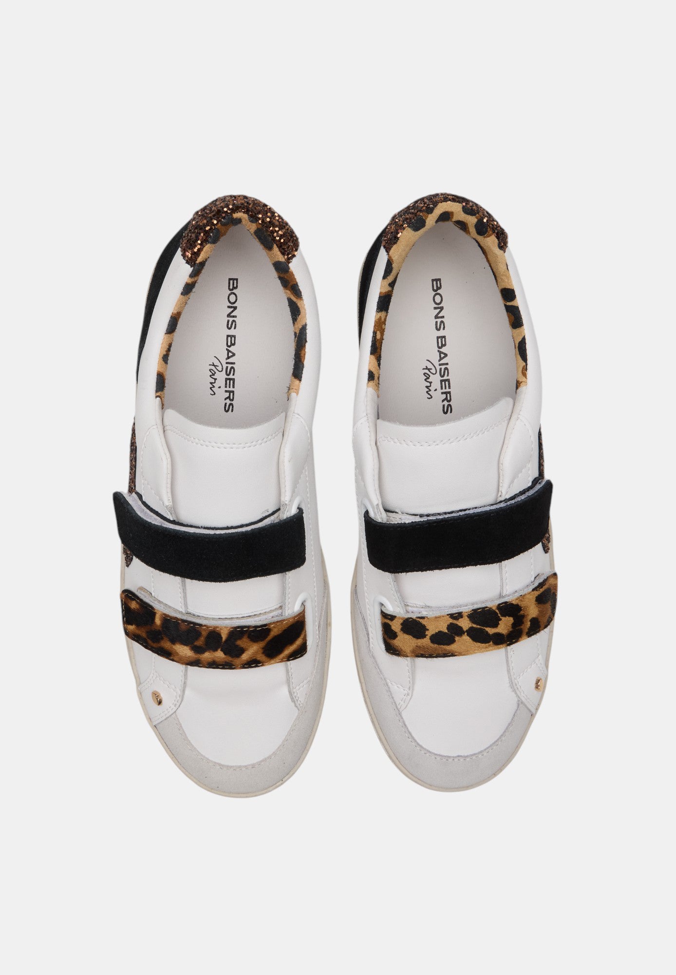 Baskets en cuir-Elisabeth-Blanc Leopard
