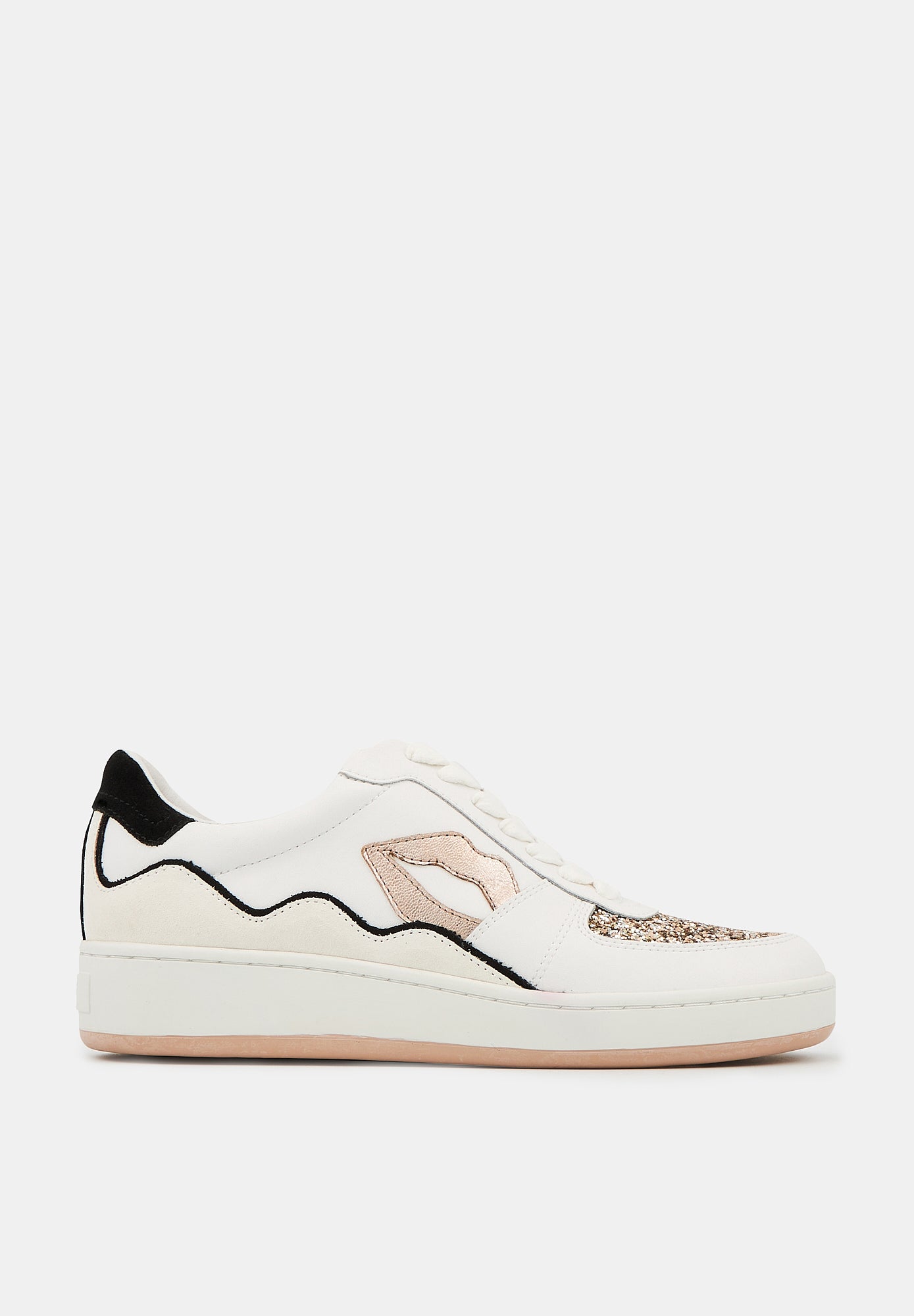 Baskets en cuir-Loulou-Blanc Rose Gold Glitter