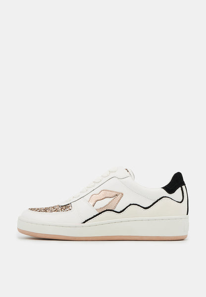 Baskets en cuir-Loulou-Blanc Rose Gold Glitter