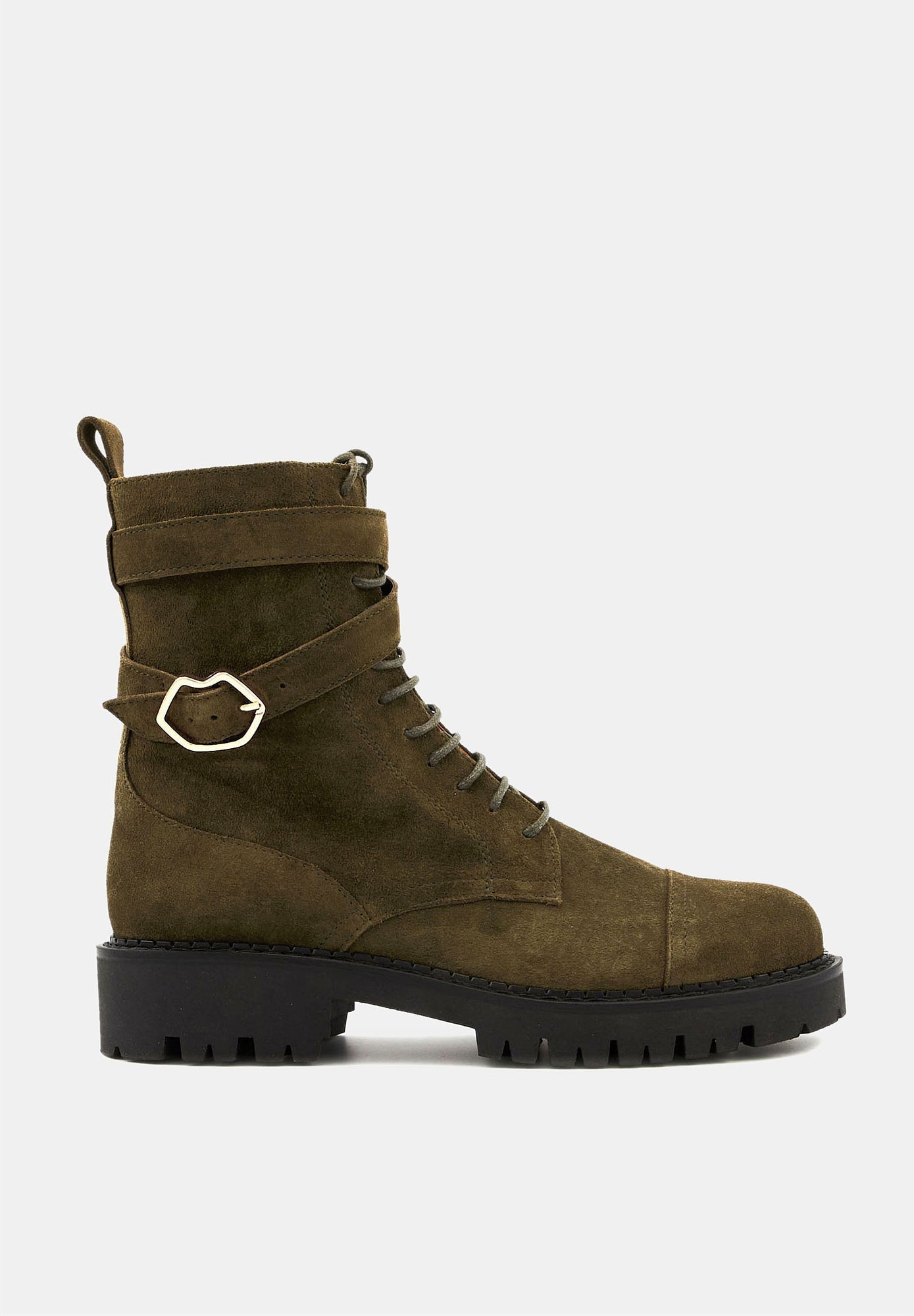 Amy-Leather Suede Olive Green
