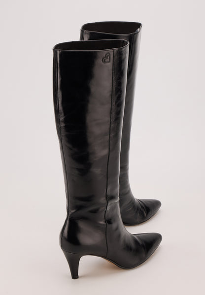 Bottes à talons - Cuir Noir - Adriana