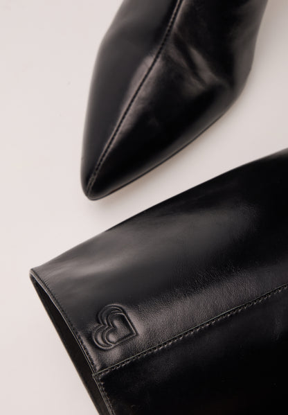 Bottes à talons - Cuir Noir - Adriana
