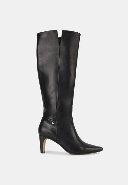 Bottes à talons - Cuir Lisse Noir - Paola