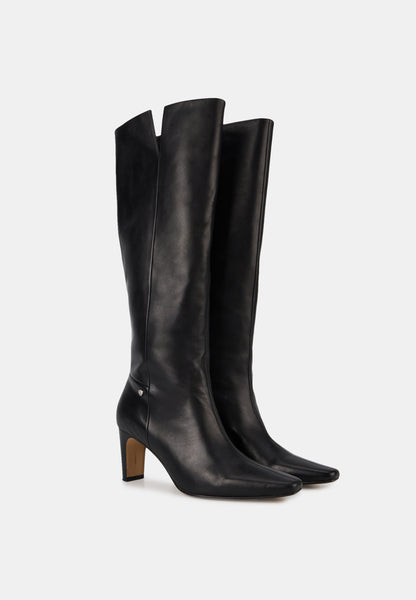 Bottes à talons - Cuir Lisse Noir - Paola