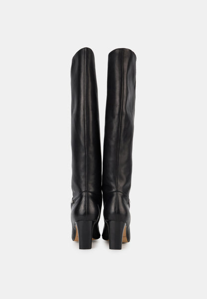 Bottes à talons - Cuir Lisse Noir - Paola