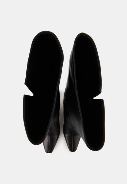 Bottes à talons - Cuir Lisse Noir - Paola