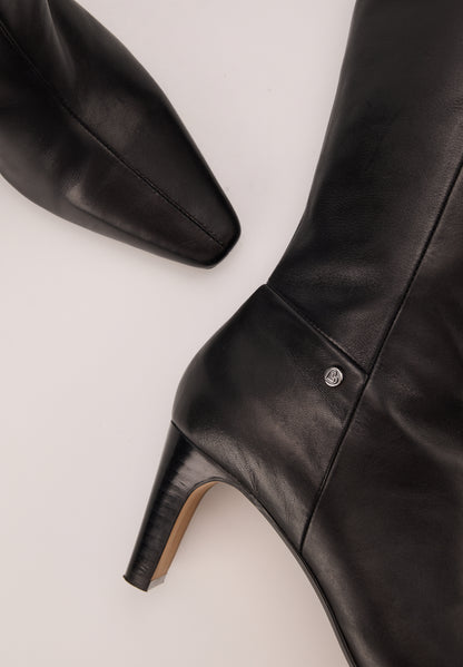 Bottes à talons - Cuir Lisse Noir - Paola
