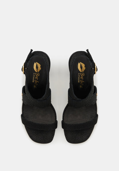 Octavie-Black Beaded Leather