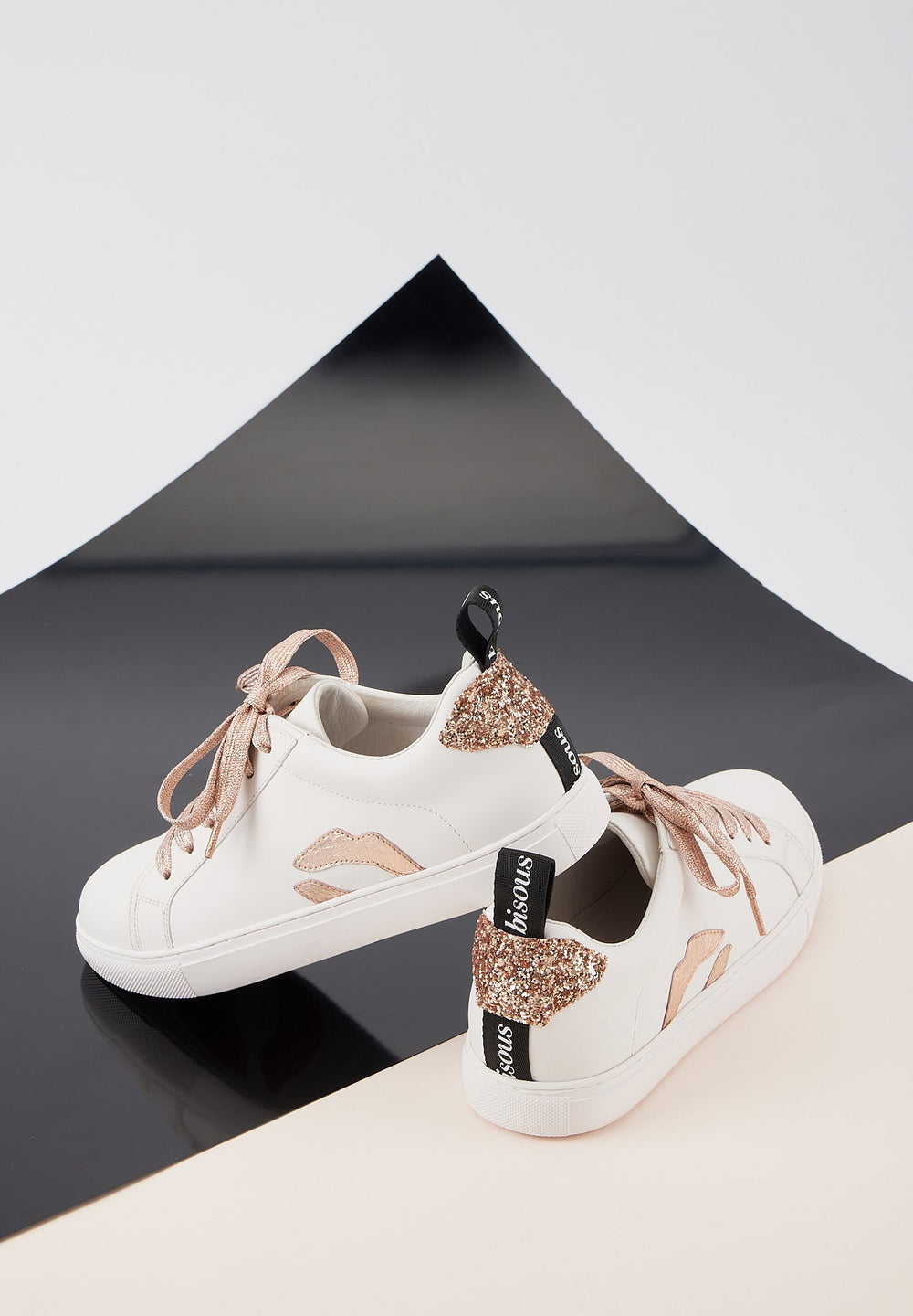 Sneakers femme en cuir — Betty — Metallic Rose Gold Lace
