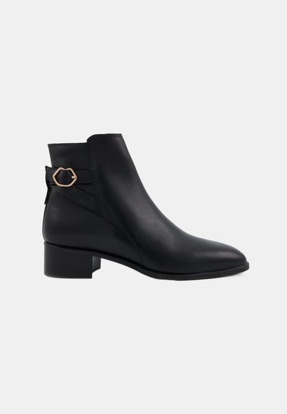 Bottines - Cuir Lisse Noir - Jane