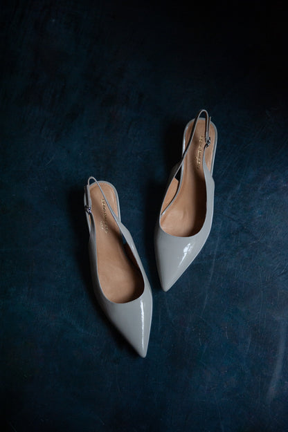 Escarpins Ouverts - Cuir Brillant Gris - Janet