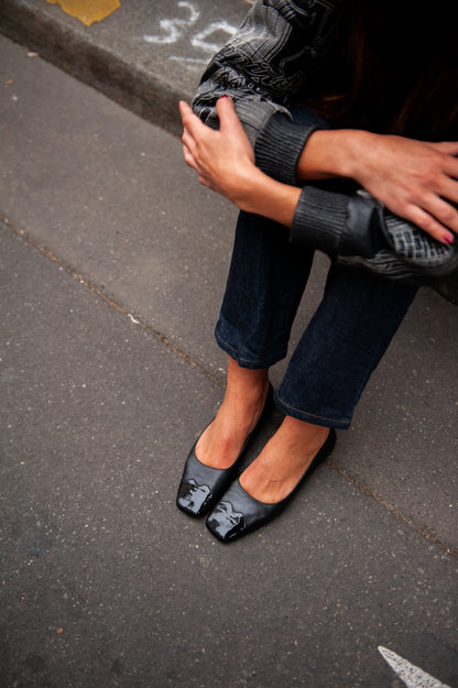 Ballerines - Cuir Lisse Noir - Elisa