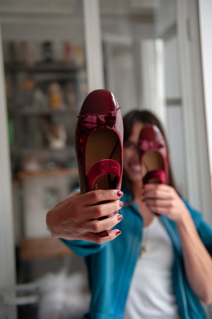 Ballerines à Brides - Cuir Rouge - Félicie