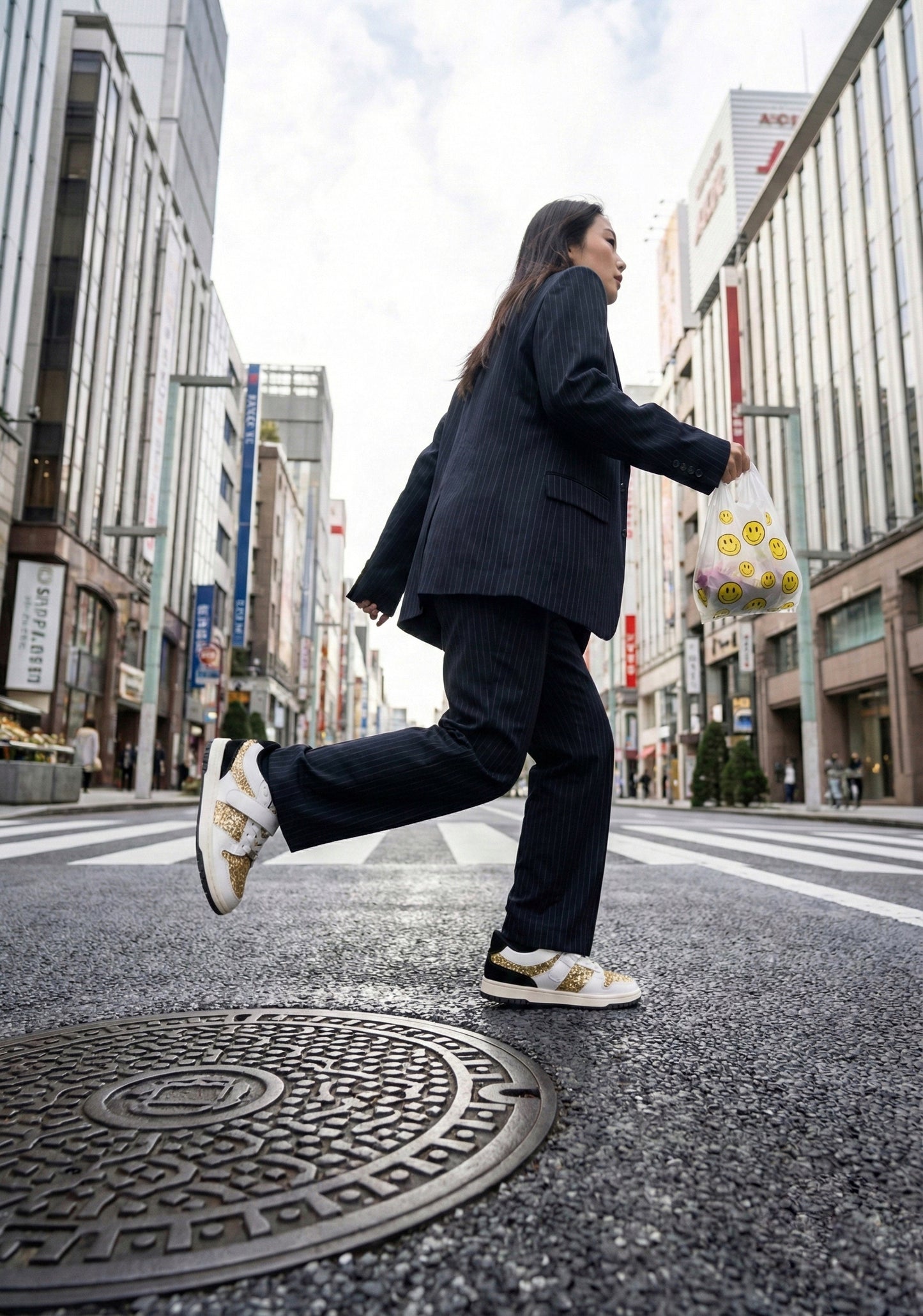 Baskets en cuir-Serena-Blanc Gold Strap