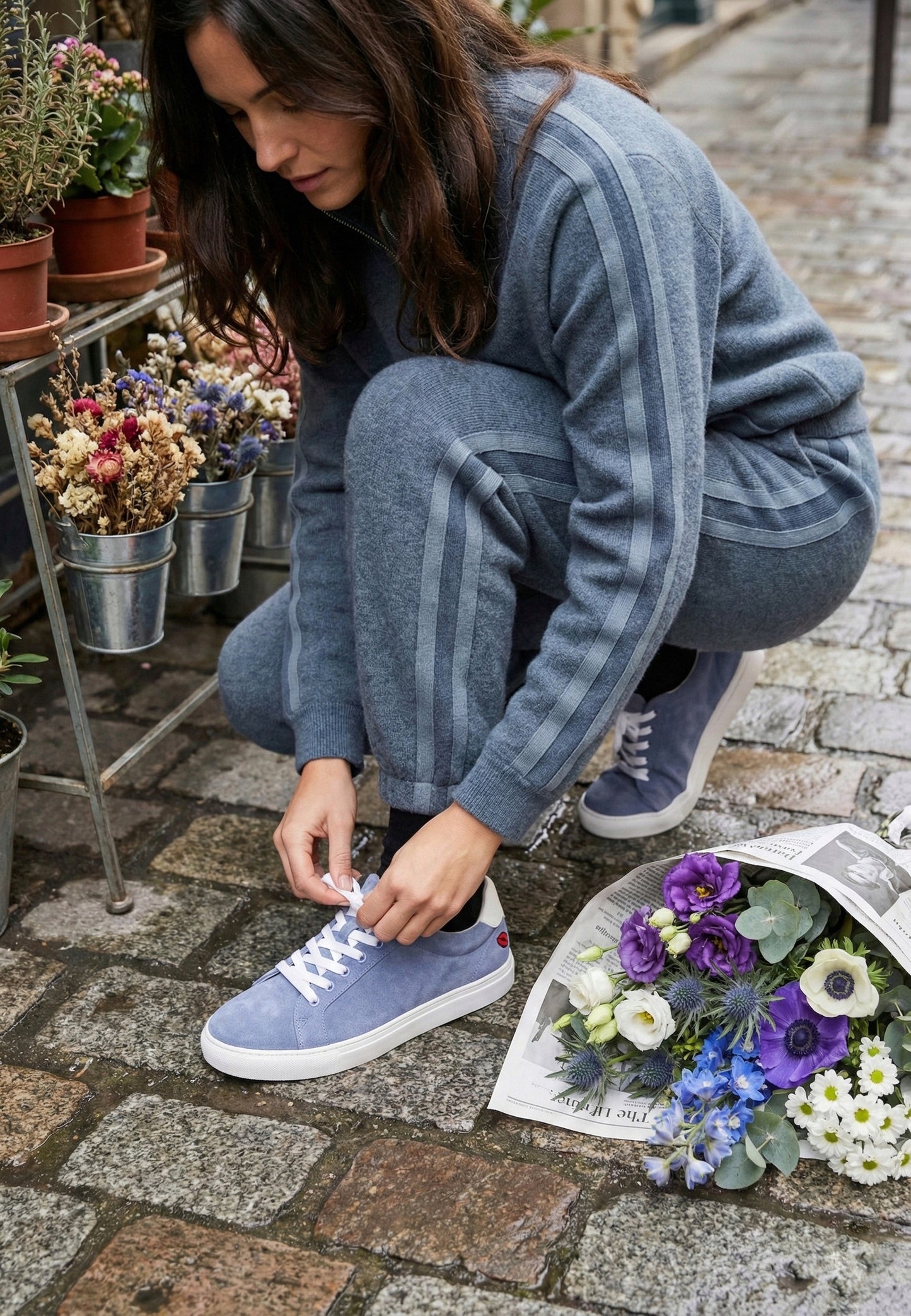 Baskets en cuir-Simone-Violet Clair Suede