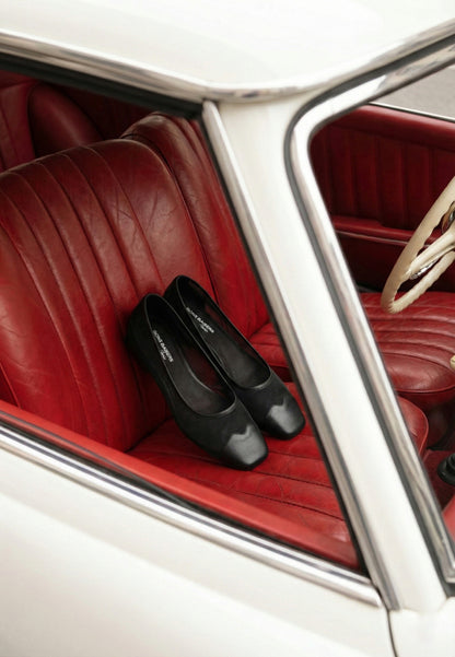 Ballerines - Resille et Cuir Noir - Elisa