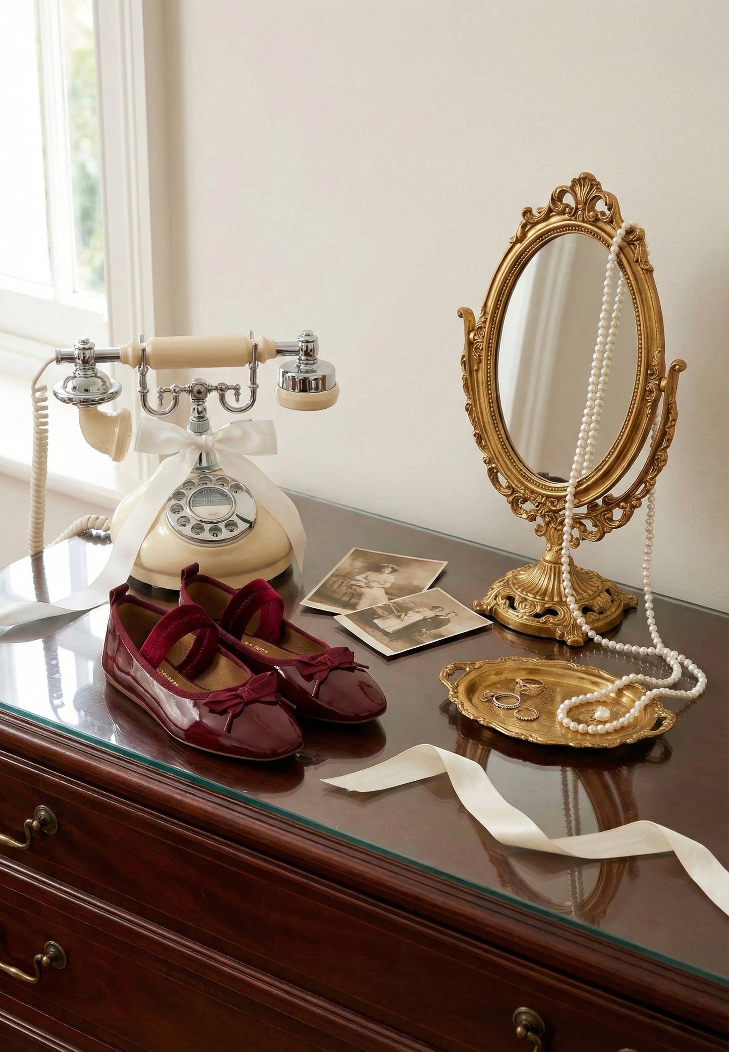 Ballerines à Brides - Cuir Rouge - Félicie