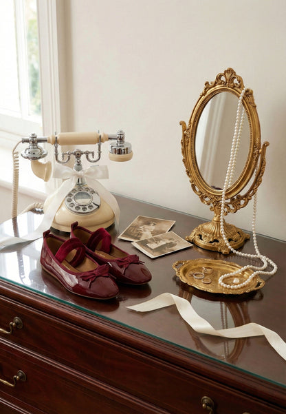 Ballerines à Brides - Cuir Rouge - Félicie