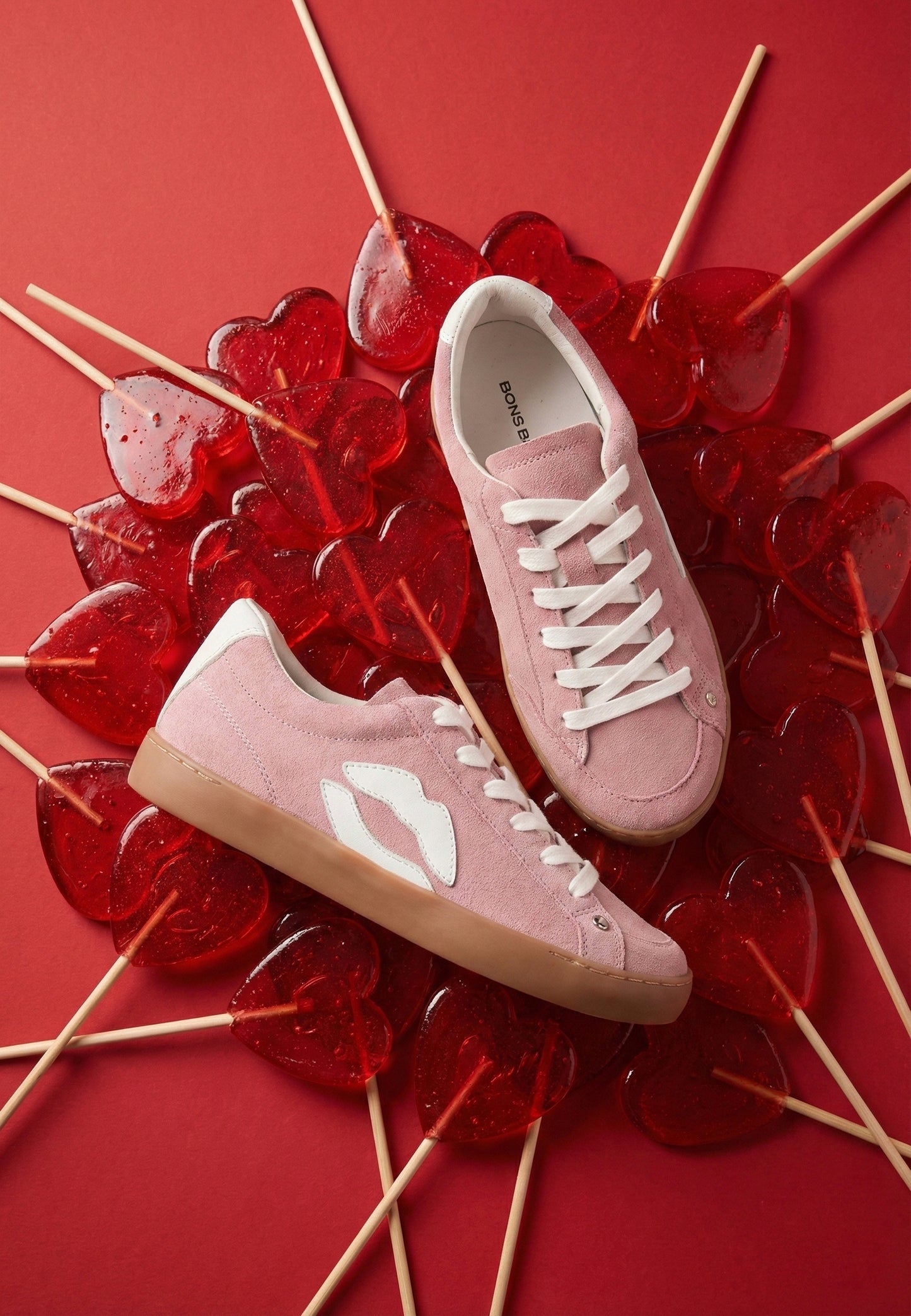 Baskets en cuir-Colette-Rose Suede