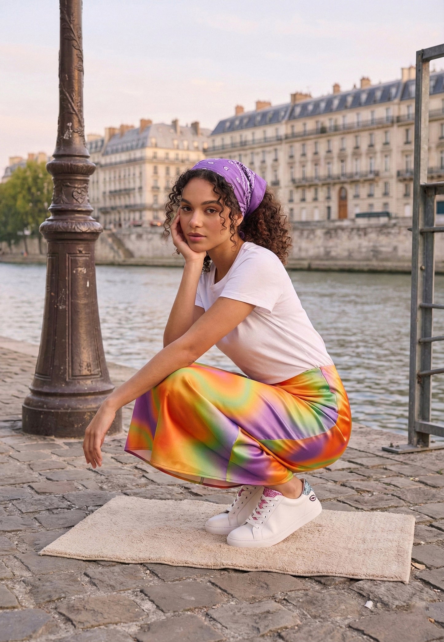 Baskets en cuir-Simone Glitters-Rose/Bleu