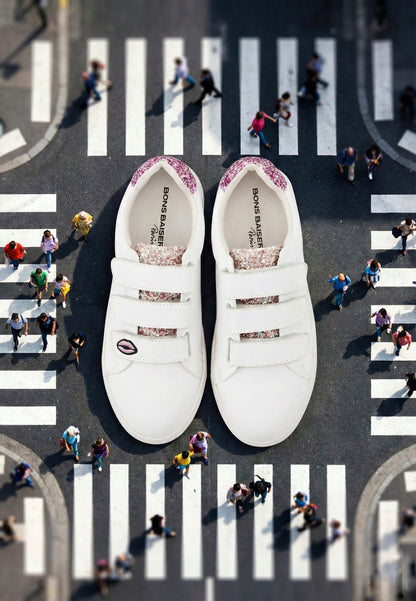 Baskets en cuir-Edith Glitters-Multi/Rose