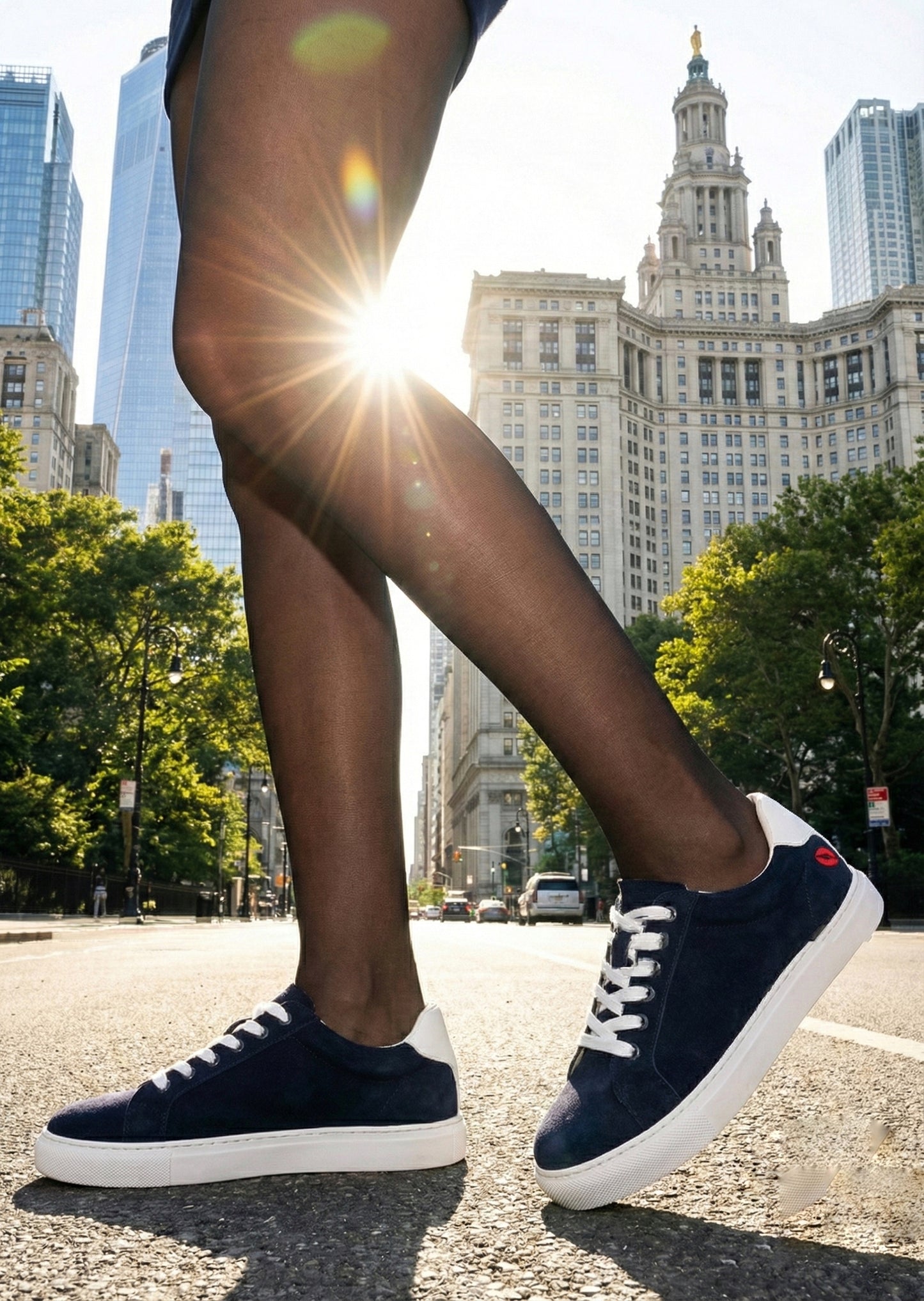 Baskets en cuir-Simone-Bleu Navy Suede