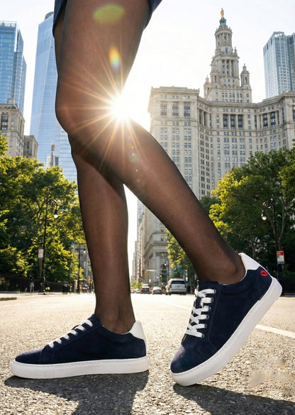 Baskets en cuir-Simone-Bleu Navy Suede