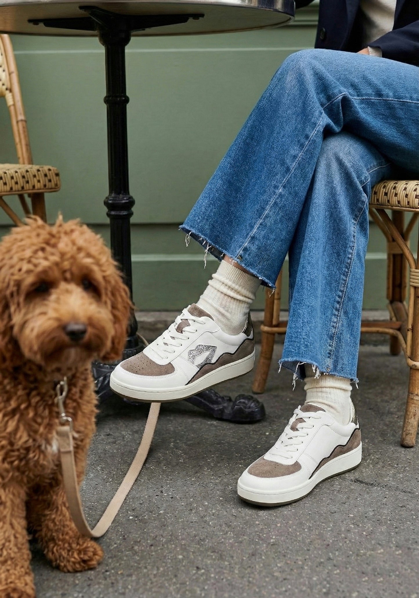 Baskets en cuir-Loulou-Blanc Gun Suede