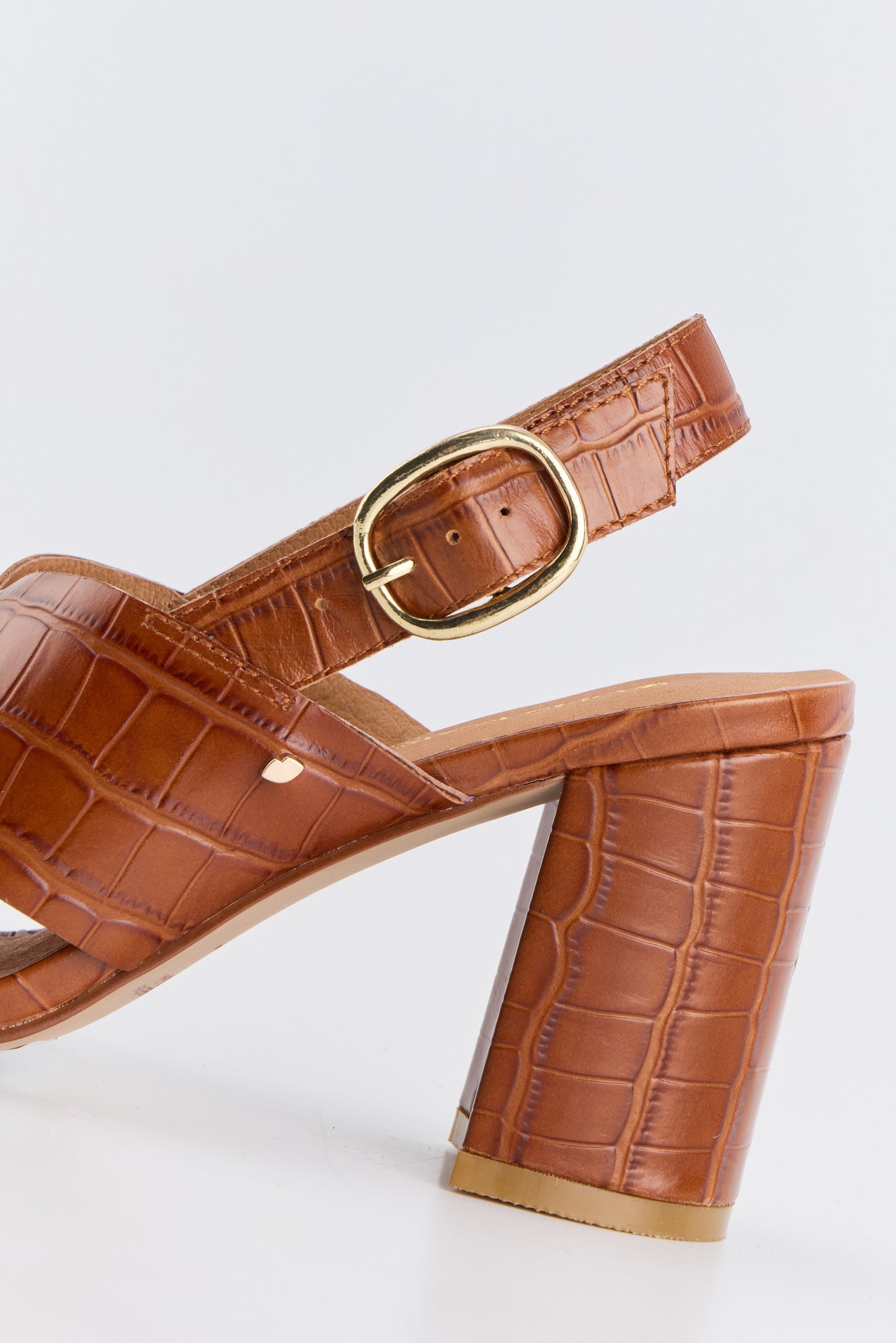 Claudia-Croc Cognac style leather