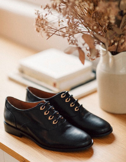 Derbies - Cuir Croco Noir - Audrey