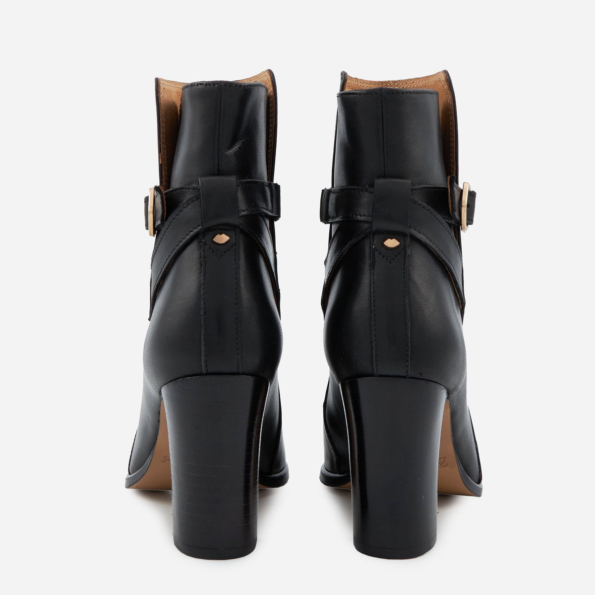 Bottines à talons - Cuir Lisse Noir - Lana