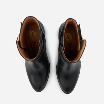 Bottines à talons - Cuir Lisse Noir - Lana