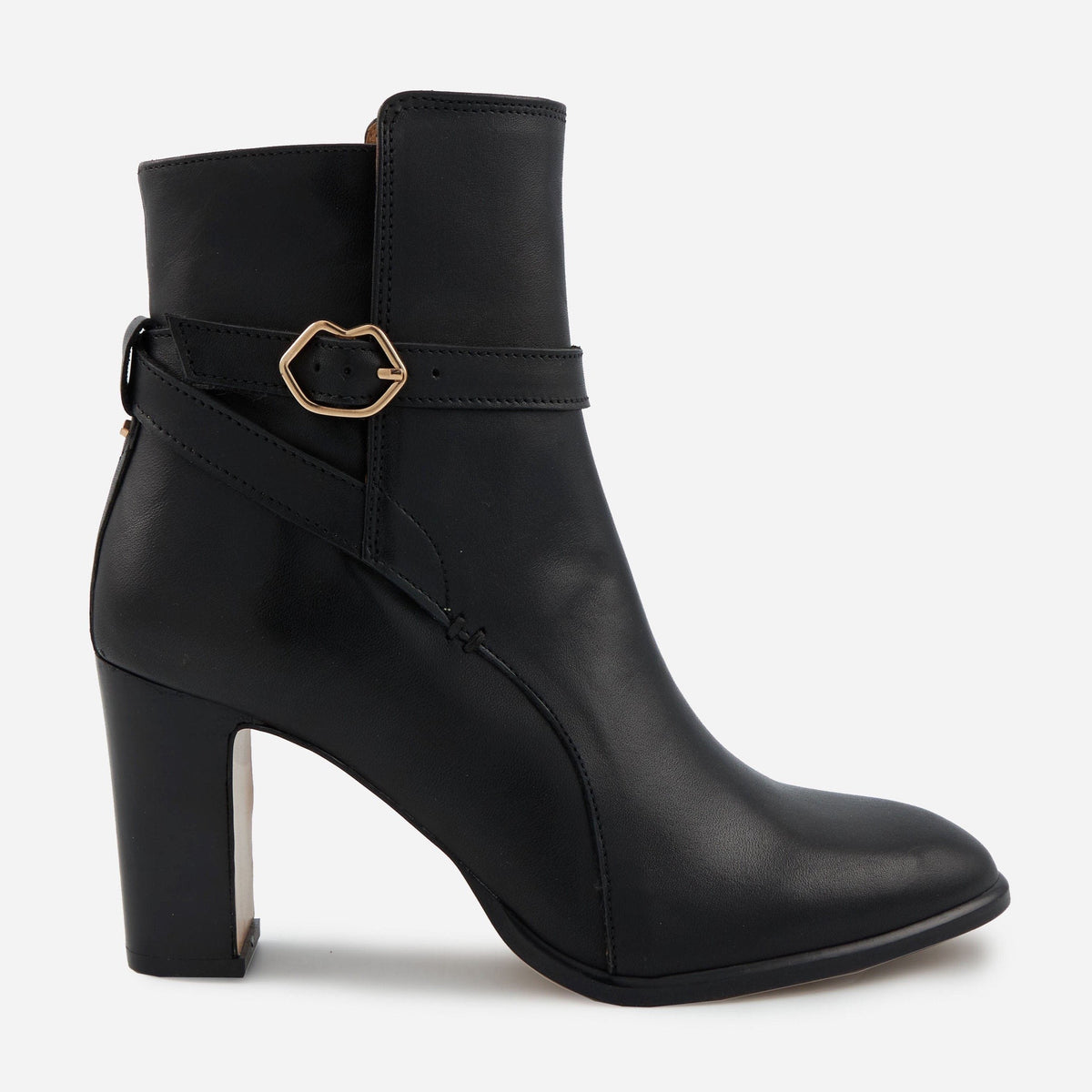 Bottines à talons - Cuir Lisse Noir - Lana