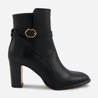 Bottines à talons - Cuir Lisse Noir - Lana