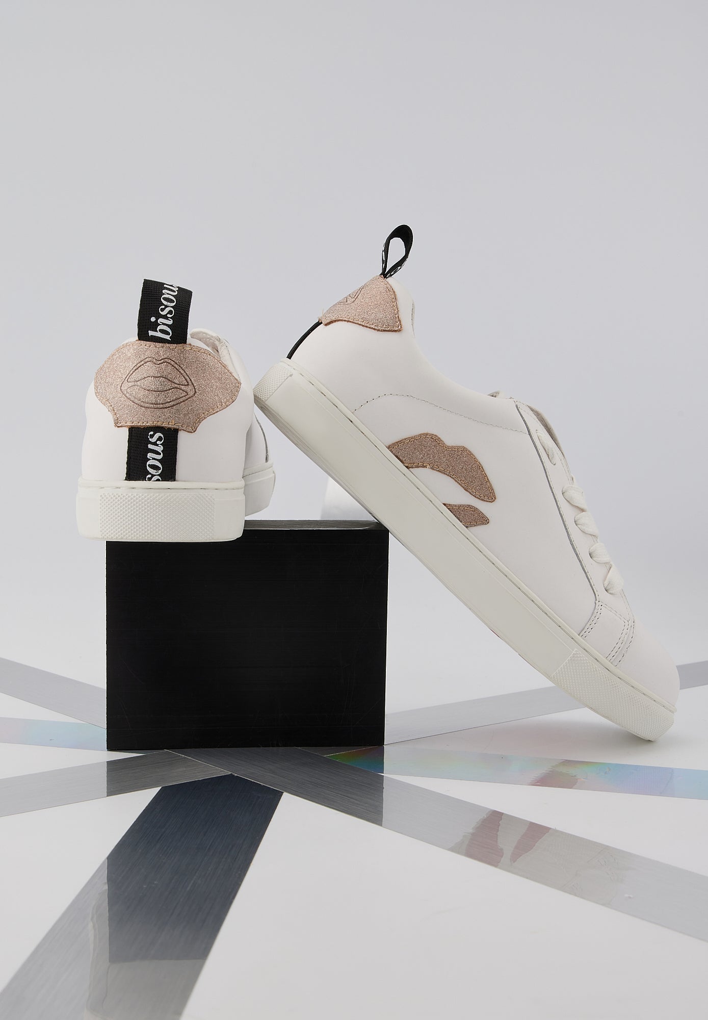 Baskets en cuir-Betty-Glitter Rose Gold