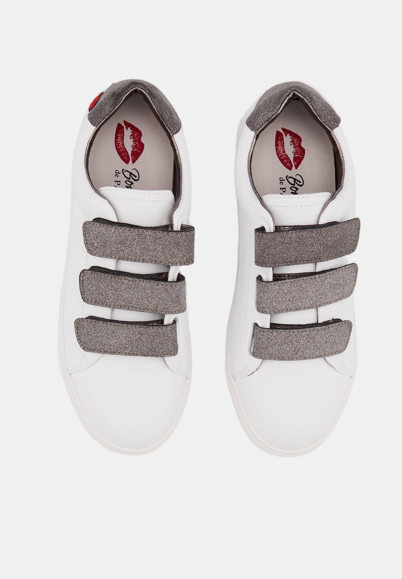 Baskets en cuir-Edith-Blanc/Glitter Gun