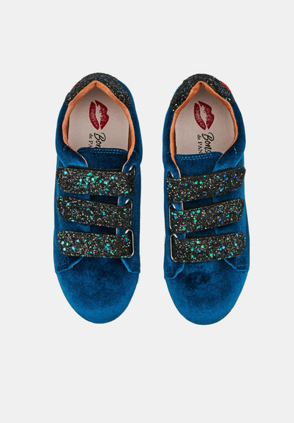 Edith Velvet-Glitter Duck Blue