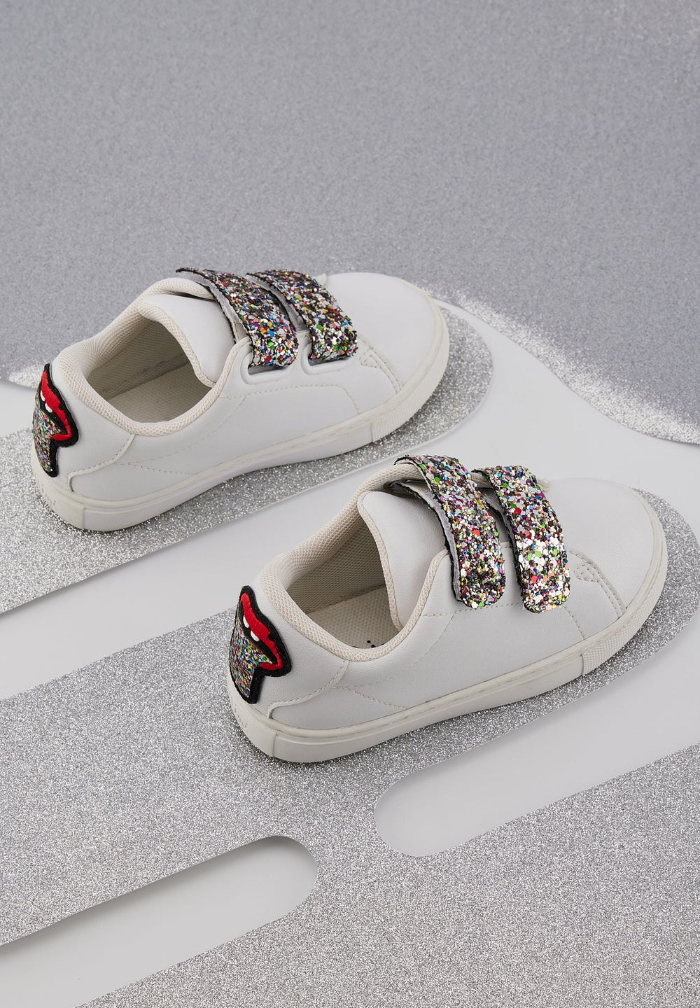 Sneakers enfant en cuir — Mini Edith — Glitter Tongue
