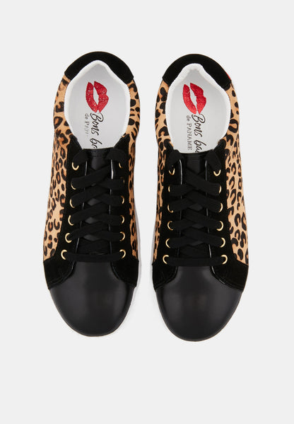 Baskets en cuir-Simone-Leopard Pony MP