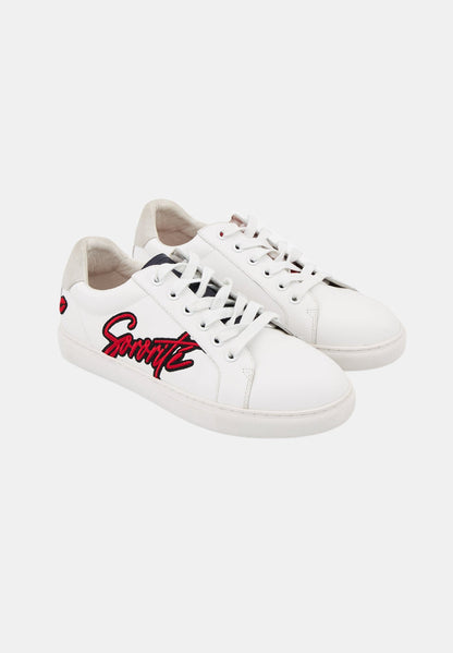 Baskets en cuir-Simone Sororité Embleme-Bleu/Blanc/Rouge